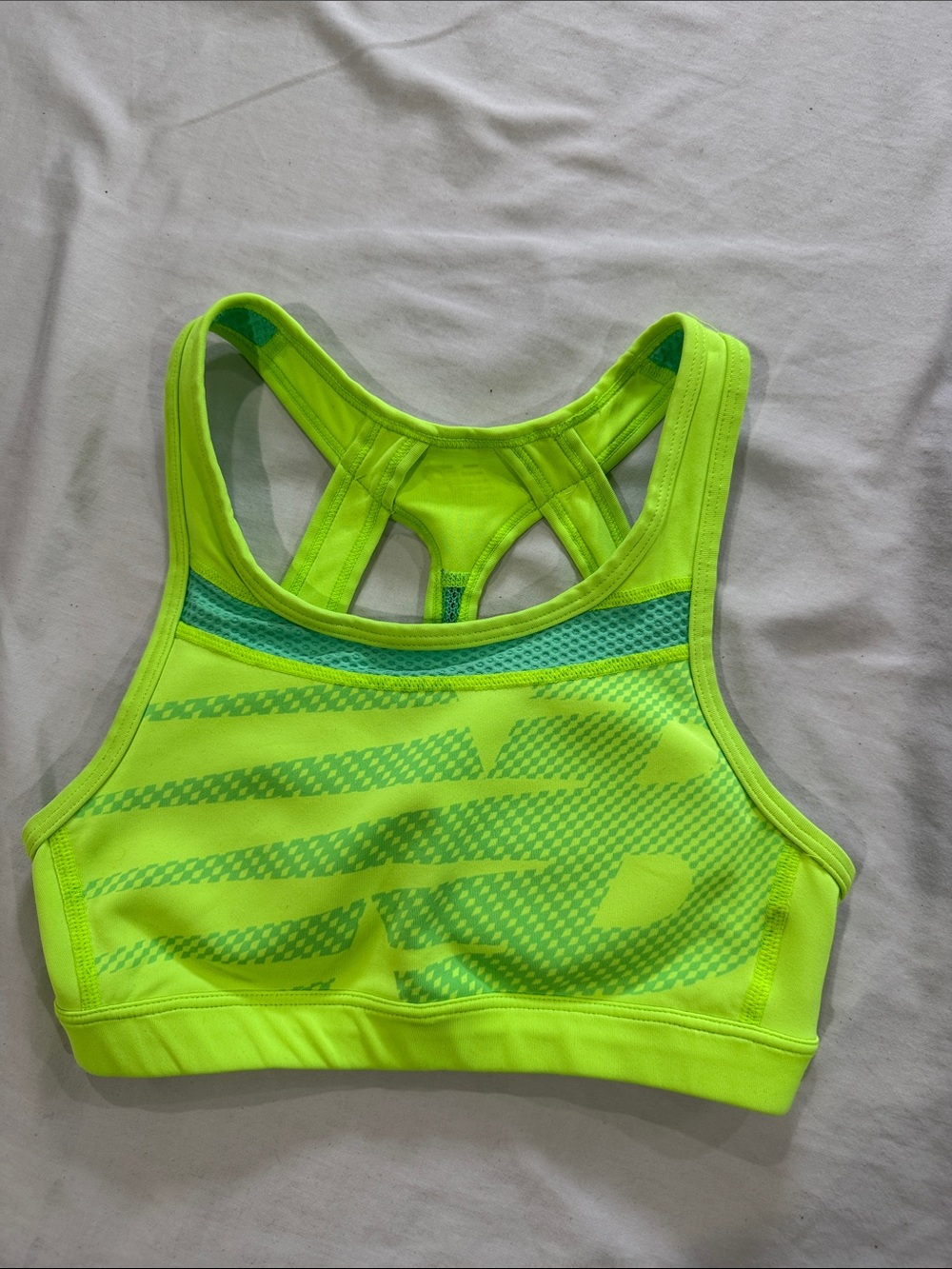New Balance Neon Lime Racerback High-Impact Sports Bra with padding